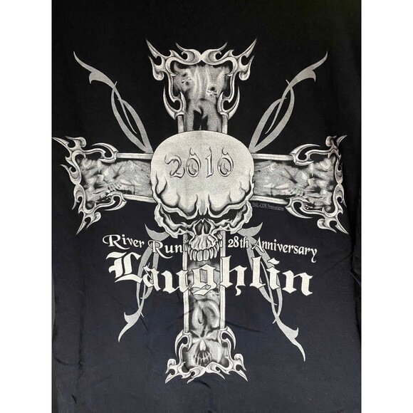 Laughlin River Run 28th Anniversary T-Shirt Motorcycle Black Mens 2XL Tee Biker - Picture 3 of 6